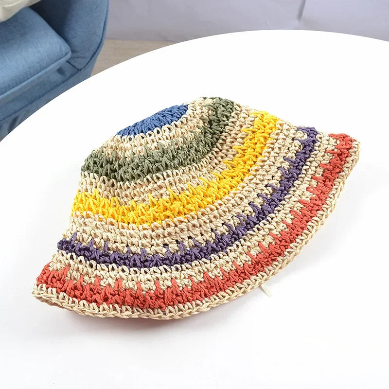 Multicolor Foldable Sun Crochet Hat – Handmade & Travel-Friendly