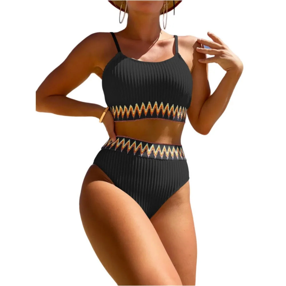 "Sexy High-Waist Split Bikini | Flattering Two-Piece Swimsuit"