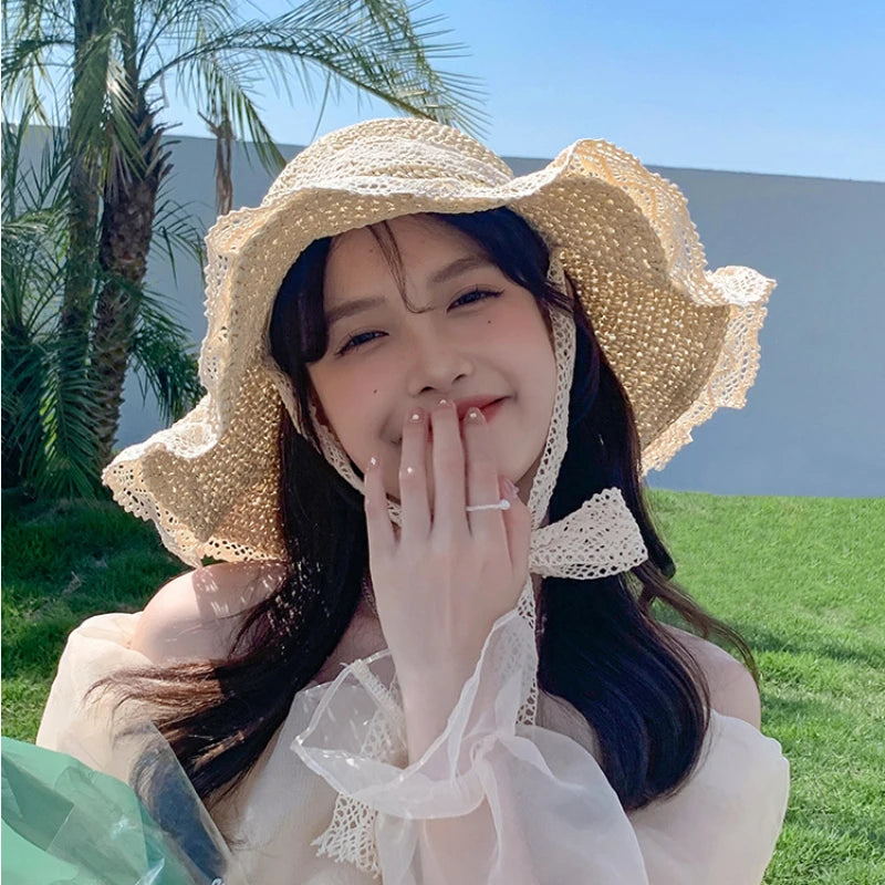 Women's Summer Straw Hat – Stylish & Foldable UV Protection