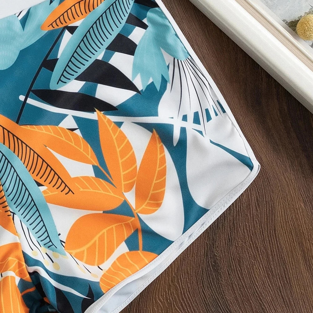 "Printed Halter Bikini Set – High-Waist & Push-Up Swimwear"