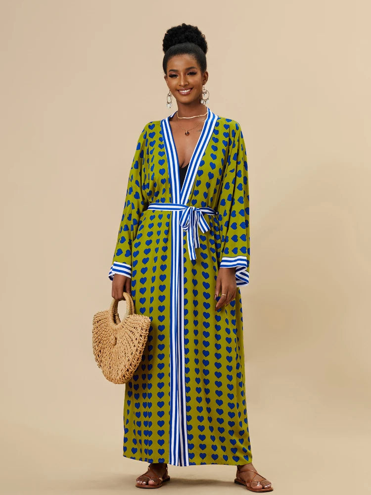 Zebra Print Beach Cover-Up – Long Kimono Style