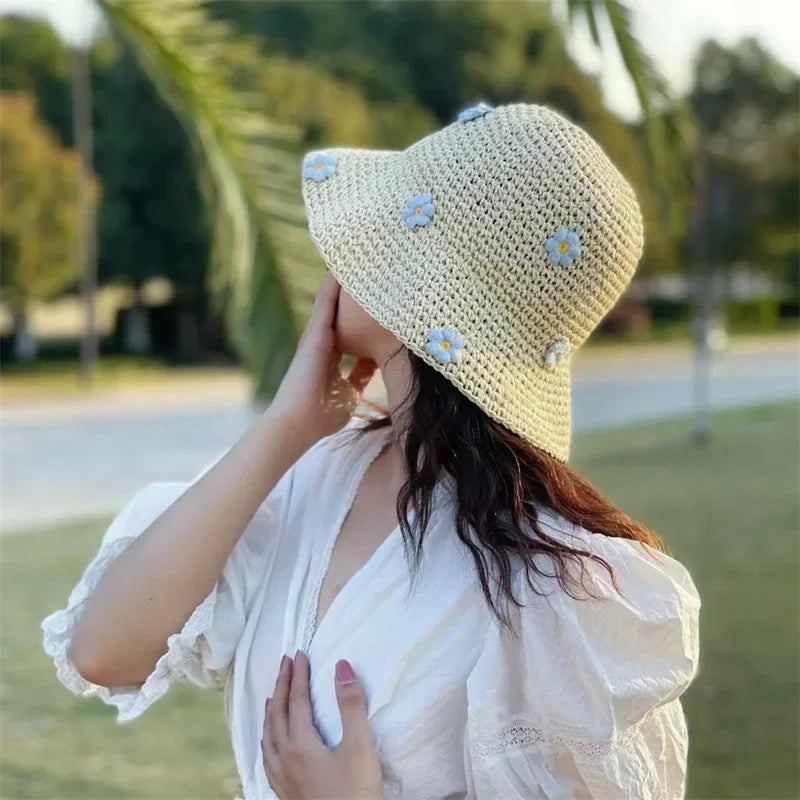 Women’s Straw Crochet Bucket Hat – Stylish Sun Protection