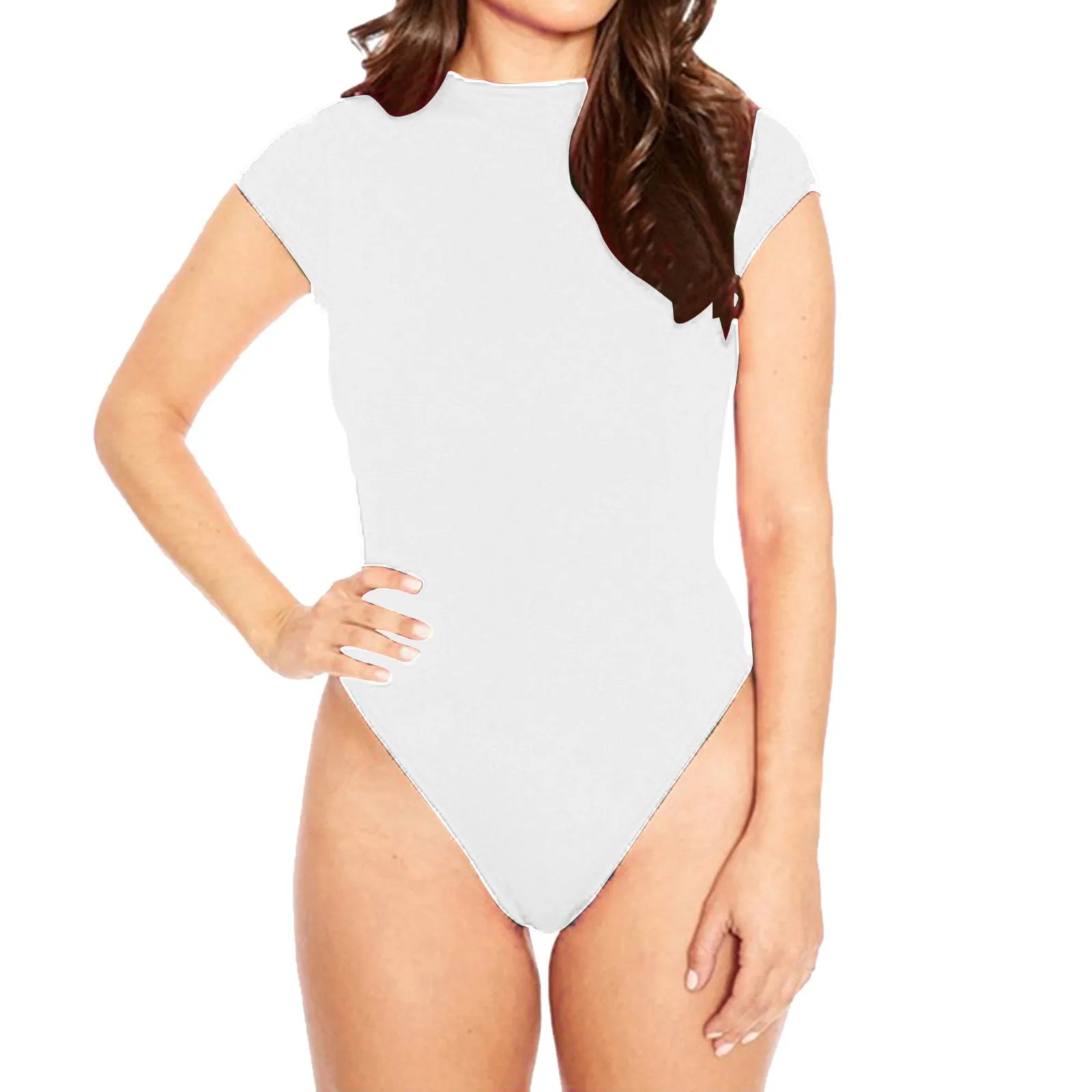 "Women’s Crew Neck Bodysuit | Short Sleeve Stretchy One-Piece"