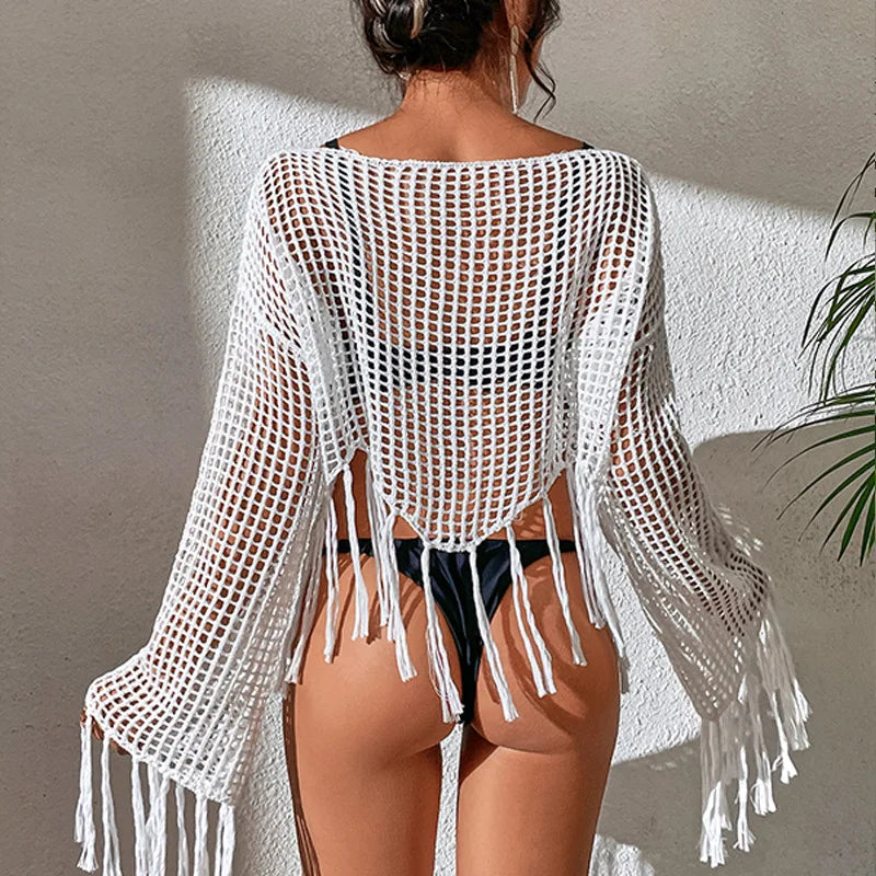 See-Through Hollow Out Bikini Cover Up – Sheer Mesh Beachwear