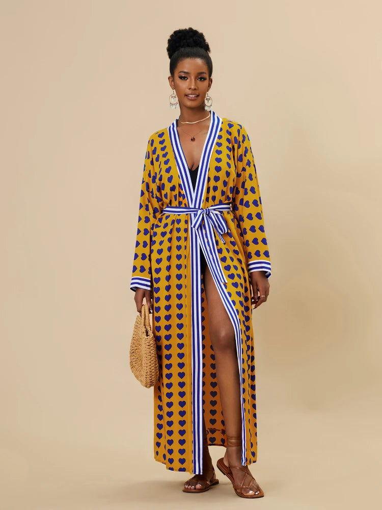 Zebra Print Beach Cover-Up – Long Kimono Style