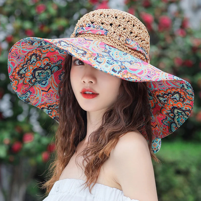 Summer Bucket Folding Straw Hat – Lightweight & Stylish Sun Protection