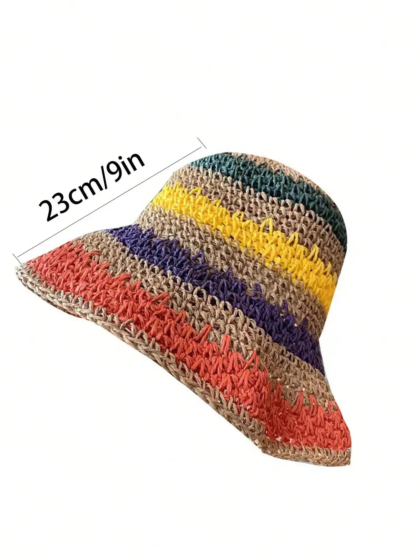Multicolor Foldable Sun Crochet Hat – Handmade & Travel-Friendly