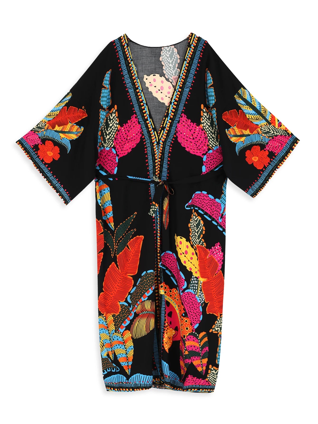 Bohemian Printed Belt Kimono – Flowing Elegance for Every Occasion